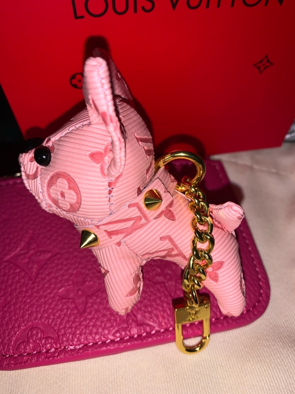 Monogram French bulldog purse/bag charm keychain - Picture 5 of 6
